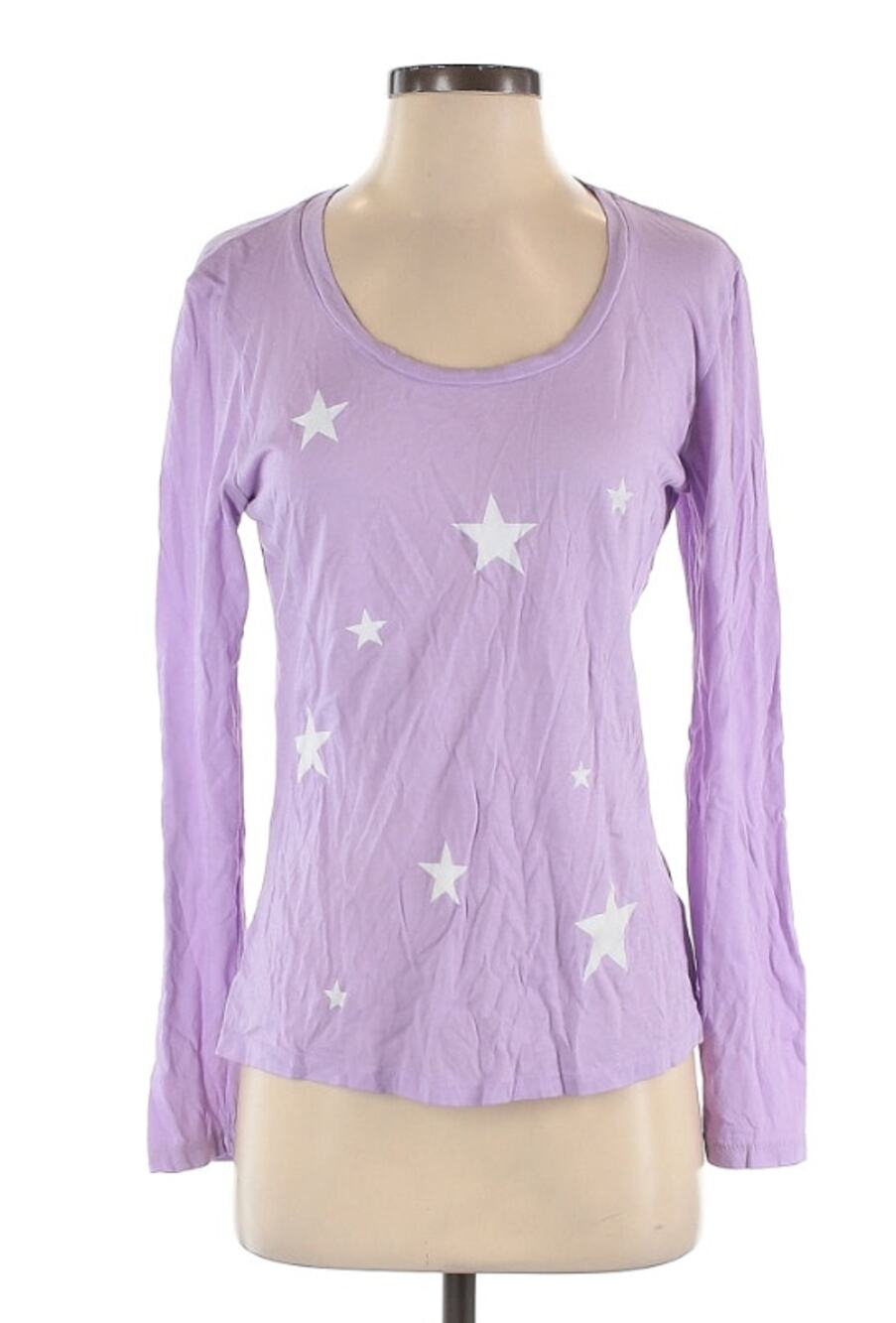 Sundry Purple and White STARS Long Sleeve T-Shirt, NWT, Small, MSRP $79
